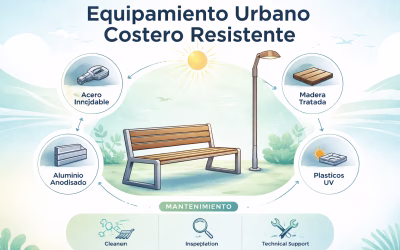Mobiliario urbano en acero corten: diseño y durabilidad